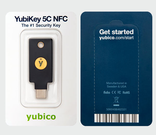 YubiKey 5C NFC aksesuārs portatīvajiem datoriem