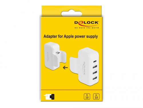 Ladowarka Delock ADAPTER DO LADOWARKI SIECIOWEJ APPLE 1XPD 1XQC3.0 2XUSB2.4A DELOCK iekārtas lādētājs