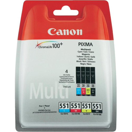 Ink Canon CLI551 C/M/Y/BK Multi Pack  BLISTER with security | iP7250/MG5450/MG63 kārtridžs