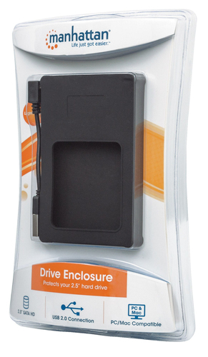 Manhattan Silicone Drive Enclosure USB 2.0 SATA 2.5'' Black cietā diska korpuss