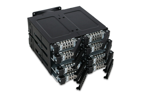 Backplane IcyDock 8x6,3cm SATA/SAS in 1x5,25" SSD/HDD 5-15mm retail cietā diska korpuss