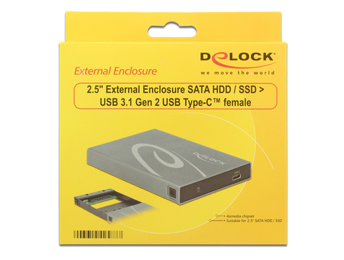 Externes Gehause 2,5" Delock SATA HDD/SSD -> USB 3.1 Gen 2 cietā diska korpuss