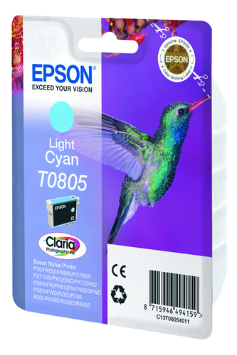 Ink Epson T0805 light cyan | Stylus Photo R265/285/360,RX560/585/685 kārtridžs