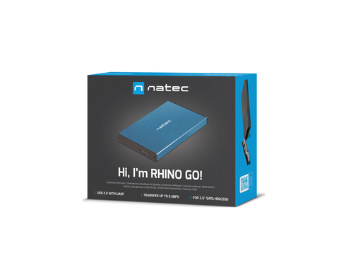 Natec external enclosure RHINO GO for 2,5'' SATA, USB 3.0, Blue cietā diska korpuss