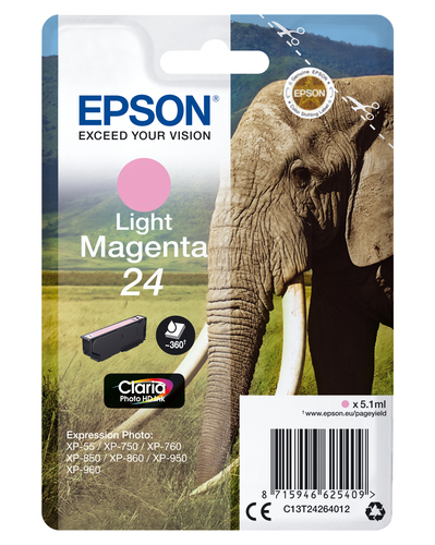 Epson T2426 "Elefant" Tinte Single Pack Light magenta kārtridžs