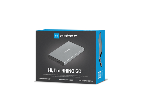 Natec external enclosure RHINO GO for 2,5'' SATA, USB 3.0, Grey cietā diska korpuss