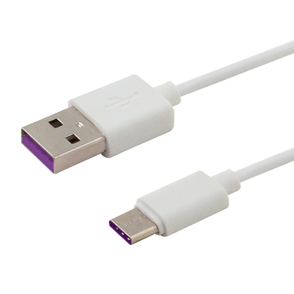 Savio USB - USB type C cable 5A, 1m CL-126 White USB kabelis