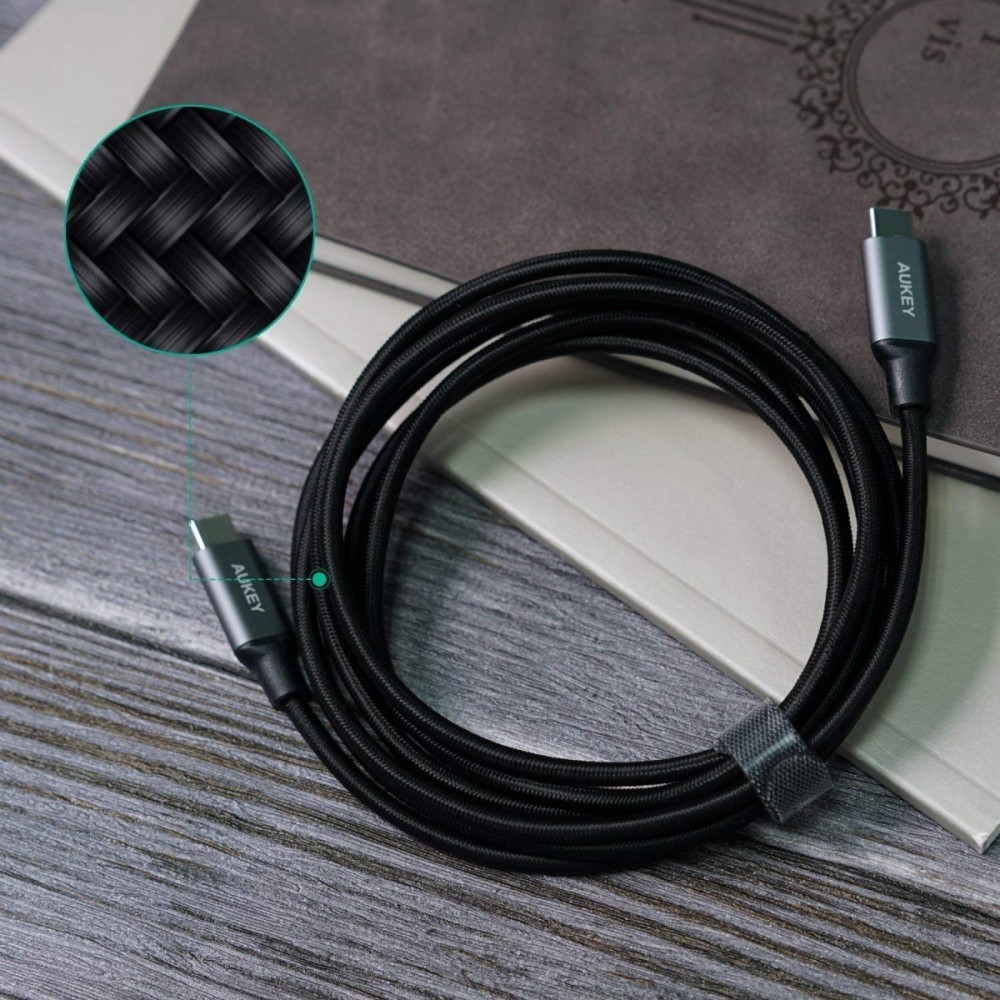 AUKEY CB-CD6 USB cable 2 m USB C - USB C Black, Grey USB kabelis