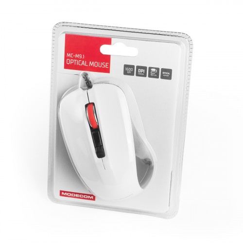 MODECOM M9.1 CZARNO-BIA LA PRZEW Mouse OPT Datora pele