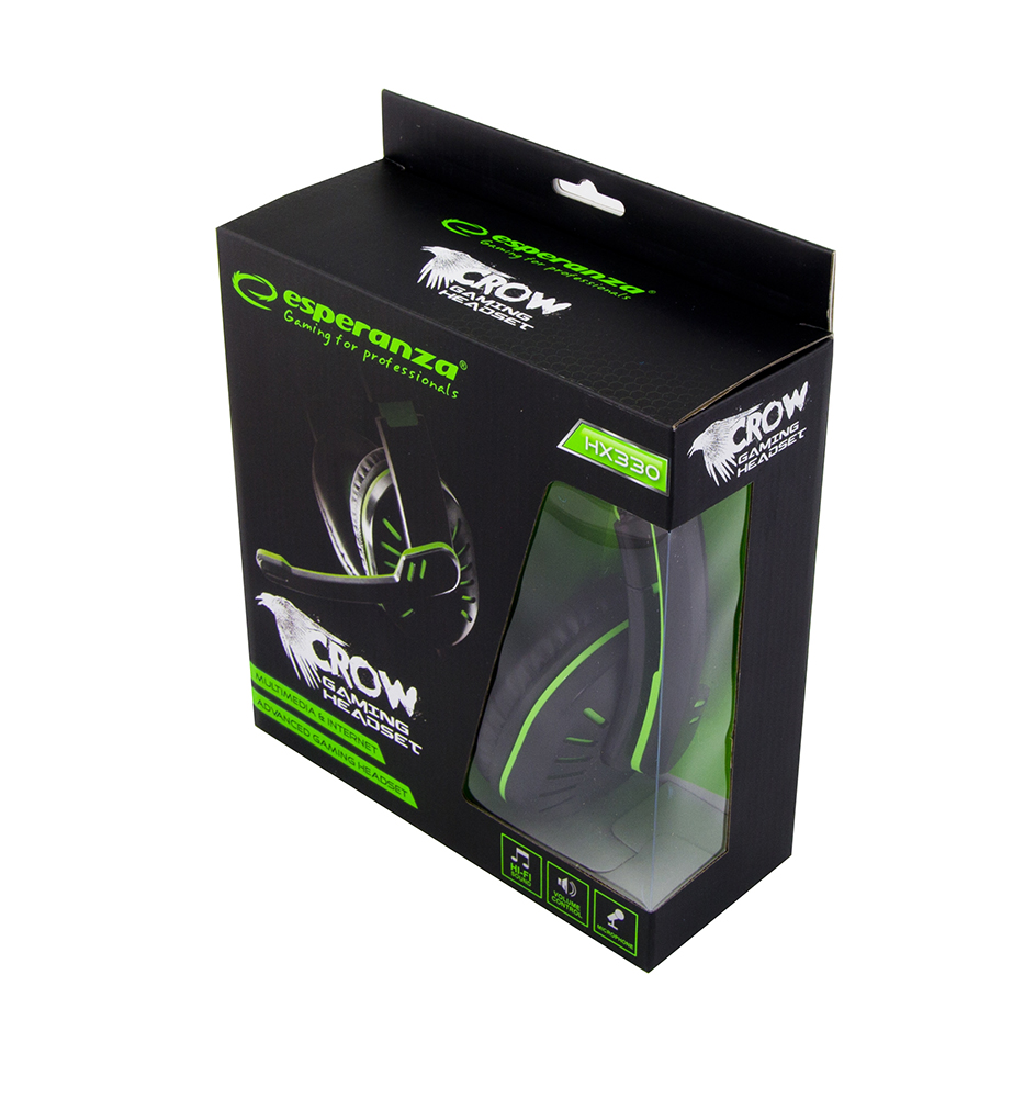 Esperanza Headphones For Gamers With Microphone Esperanza EGH330G black/green austiņas