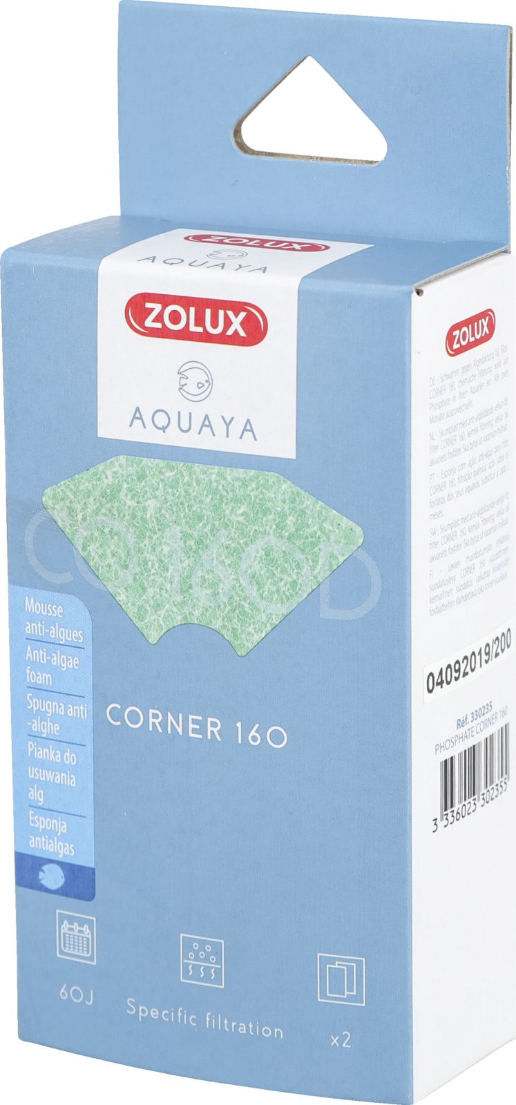 Zolux AQUAYA Wklad Phosphate Corner 160 7544698 (3336023302355) akvārija filtrs