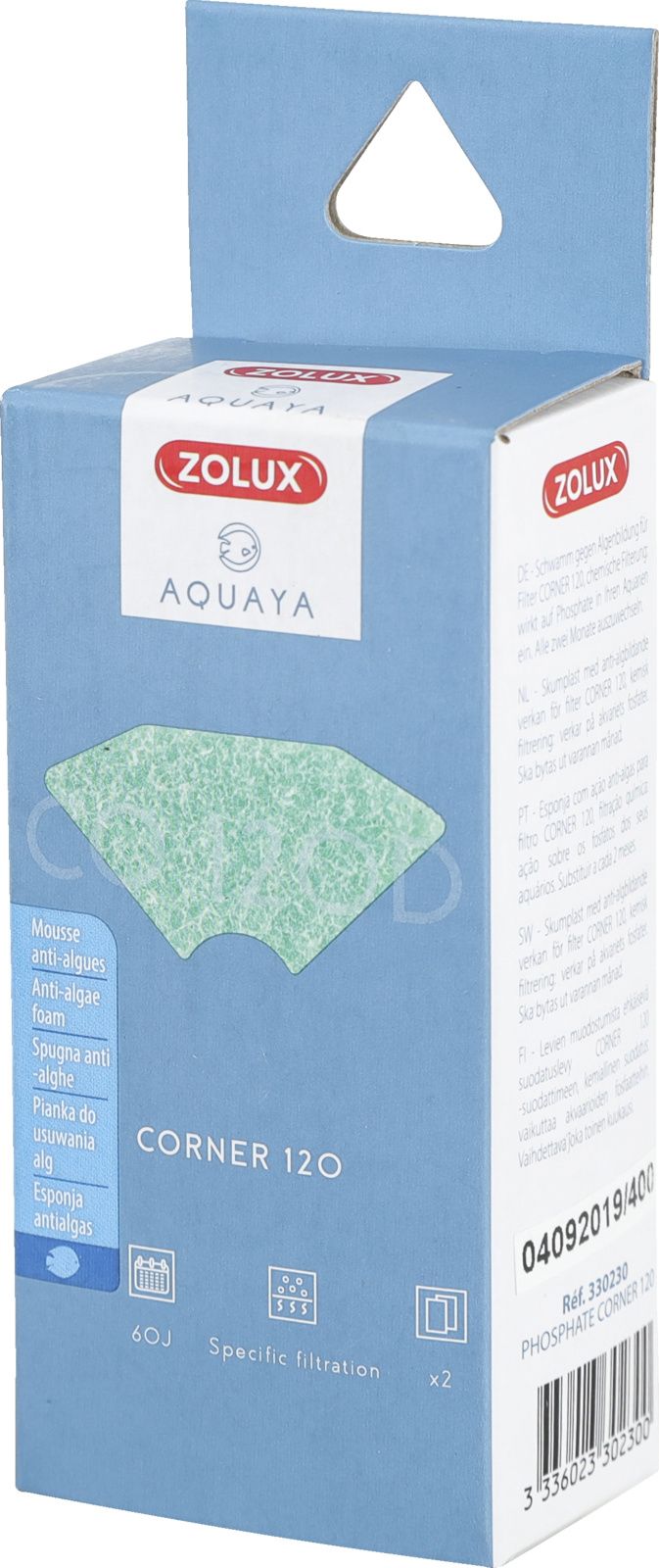 Zolux AQUAYA Wklad Phosphate Corner 120 7544697 (3336023302300) akvārija filtrs