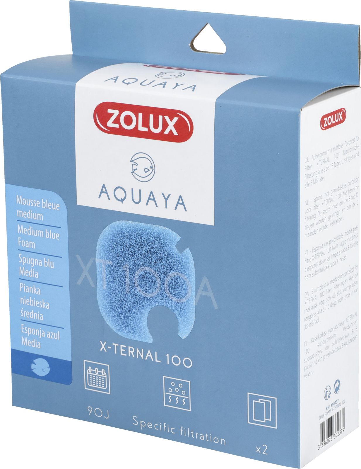 Zolux AQUAYA Wklad gabka Blue Foam Xternal 100 7544711 (3336023302379) akvārija filtrs