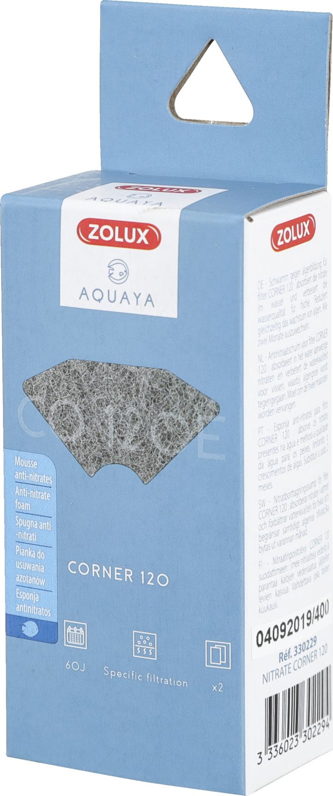 Zolux AQUAYA Wklad Nitrate Corner 120 7544679 (3336023302294) akvārija filtrs