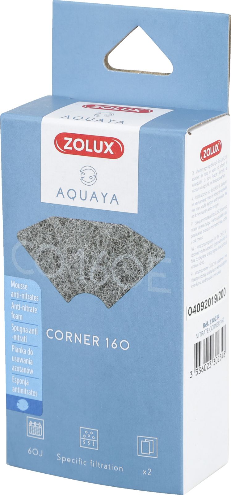 Zolux AQUAYA Wklad Nitrate Corner 160 7544680 (3336023302348) akvārija filtrs