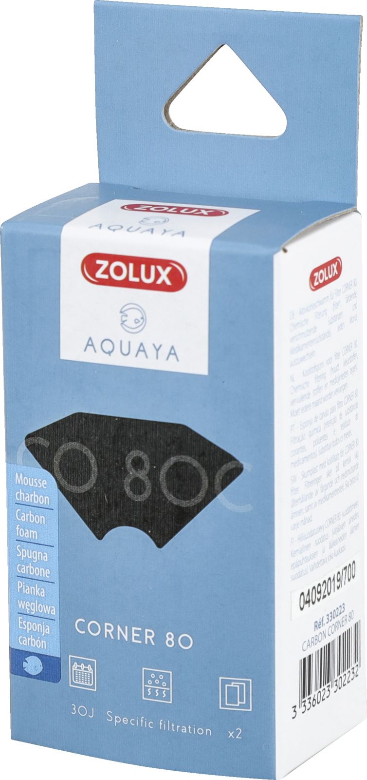 Zolux AQUAYA Wklad Carbon Corner 80 7544672 (3336023302232) akvārija filtrs