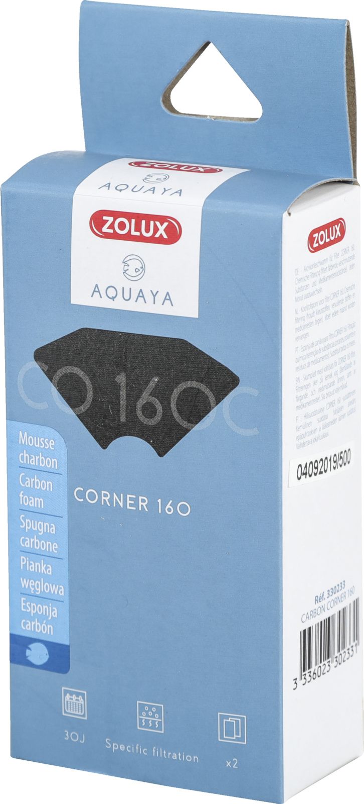 Zolux AQUAYA Wklad Carbon Corner 160 7544671 (3336023302331) akvārija filtrs