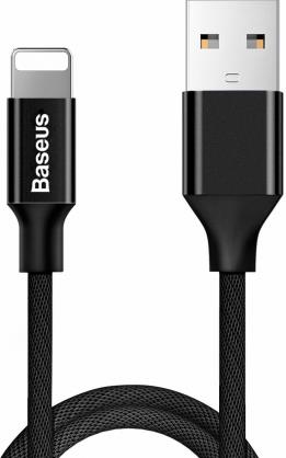 Baseus Yiven Textile Charge 2A Lightning (MD818ZM/A) Datu un Uzlādes Kabelis 1.2m Melns aksesuārs mobilajiem telefoniem