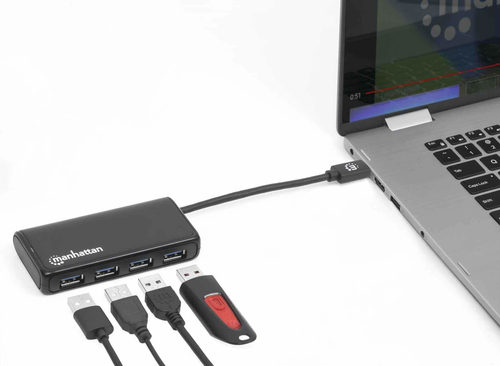 Manhattan 4-Port USB 3.2 Gen 1 Hub C-Stecker auf 4x A-Buchse USB centrmezgli