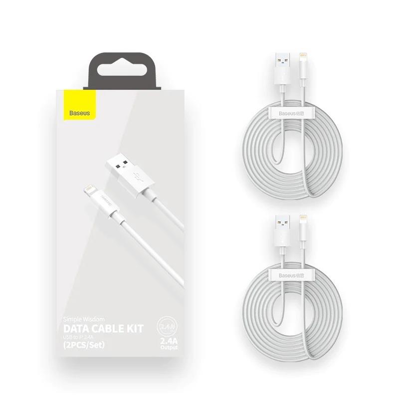 Kabel USB do Lightning Baseus Simple Wisdom, 2.4A, 1.5m (bialy) 2szt. USB kabelis