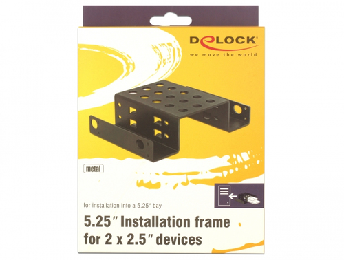 DeLOCK mounting frame 2x 2.5" to 5.2" black piederumi cietajiem diskiem HDD