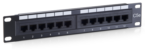 Equip 10'' patch panel 12 port 1U cat.5E black Serveru aksesuāri