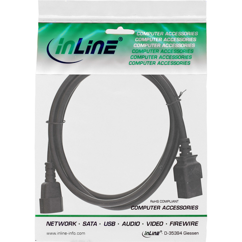 InLine 16659H 3m C14 Coupler C19 Coupler Black Power Cable (16659H) tīkla kabelis