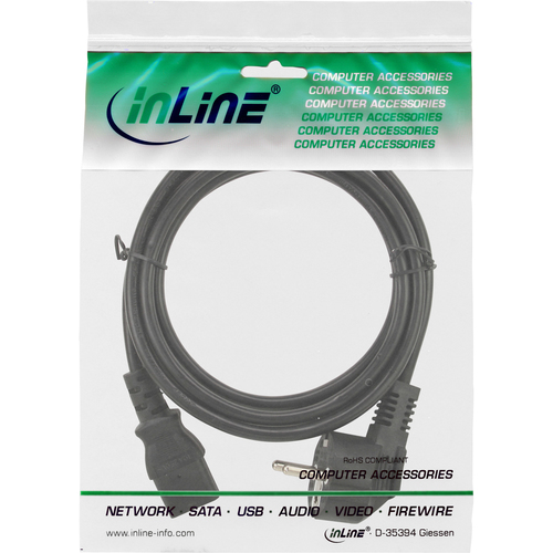 InLine 16647E power cable Black 1 m CEE7/7 C13 Barošanas kabelis