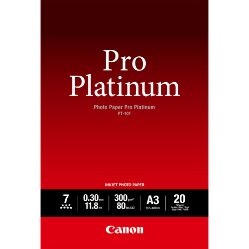 Paper Canon PT101 Pro Platinum Photo | 300g | A3 | 20sheets foto papīrs