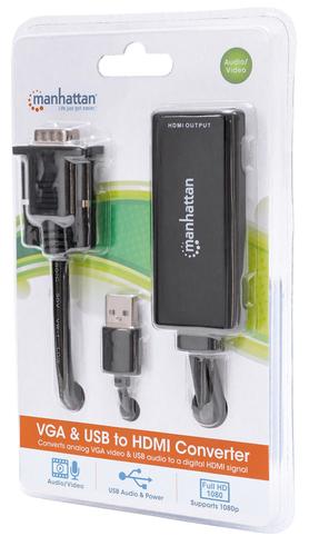 Manhattan VGA and USB audio to HDMI M/F converter adapter 1080p black