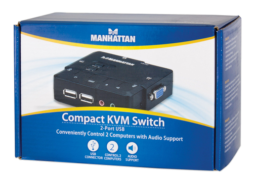 Manhattan 2-Port Compact KVM Switch, USB, Audio KVM komutators