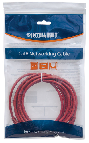 Intellinet Network Cable RJ45, Cat6 UTP, 1m Red, 100  copper tīkla kabelis