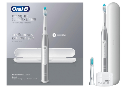 Oral-B Pulsonic Slim Luxe 4500 Adult Sonic toothbrush Platinum mutes higiēnai