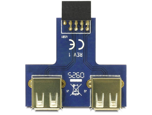 USB Adapter Delock Pinheader -> 2x A Bu/Bu nebeneinander adapteris