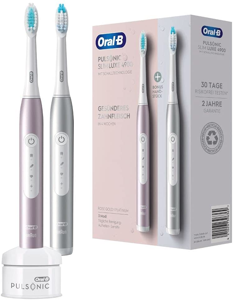 Braun Oral-B toothbrush Pulsonic Slim 4900 rose / - Luxe 4900 platinum / rose-gold with 2nd hands. 4210201396369 (4210201396369) mutes higiēnai