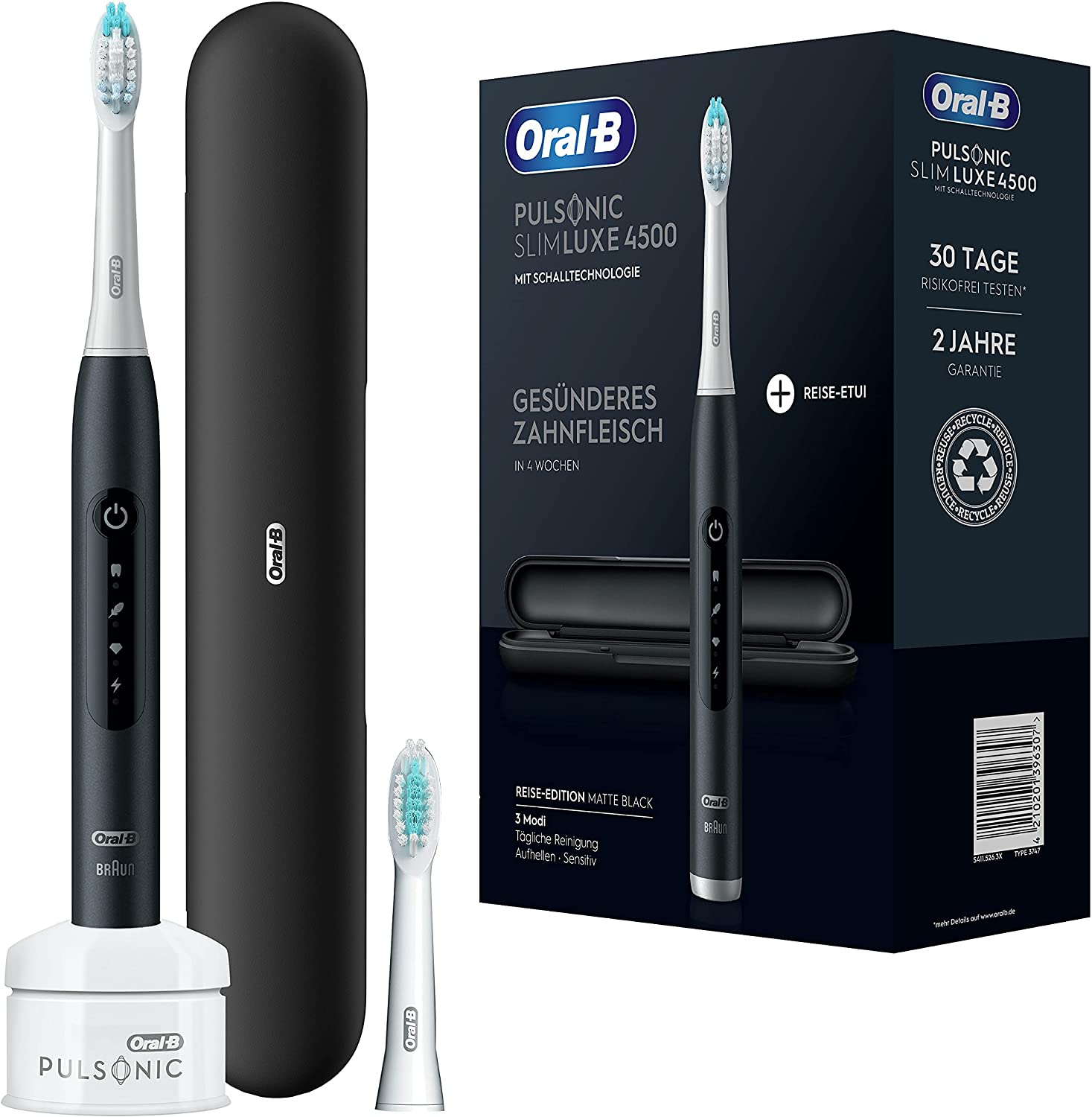 Braun Oral-B Toothbrush Pulsonic Slim + Reise black - 4500 with travel case - NEW narrower pack. 4210201396307 (4210201396307) mutes higiēnai