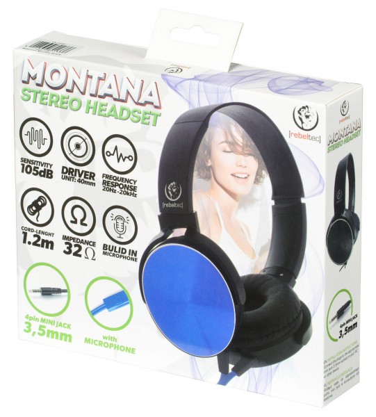 Stereo Headphones with m ic Rebeltec MONTANA BLU austiņas