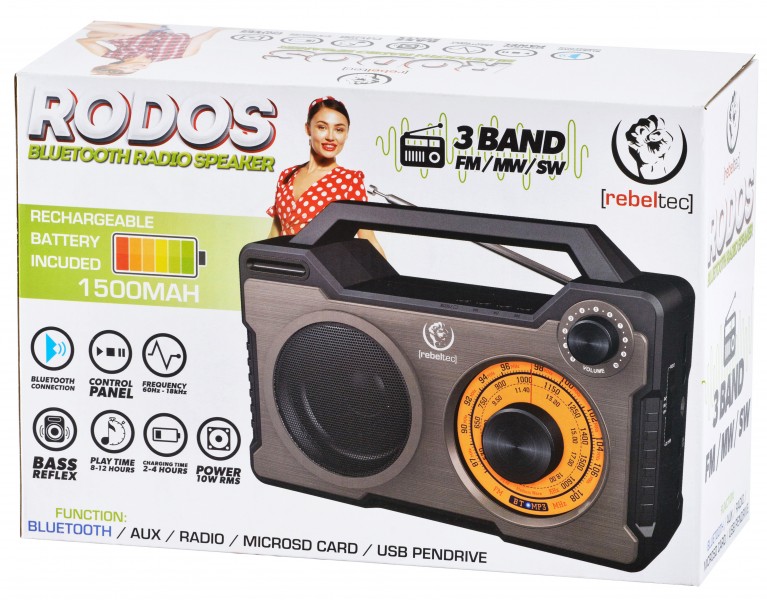 Rebeltec bluetooth speaker radio RODOS pārnēsājamais skaļrunis