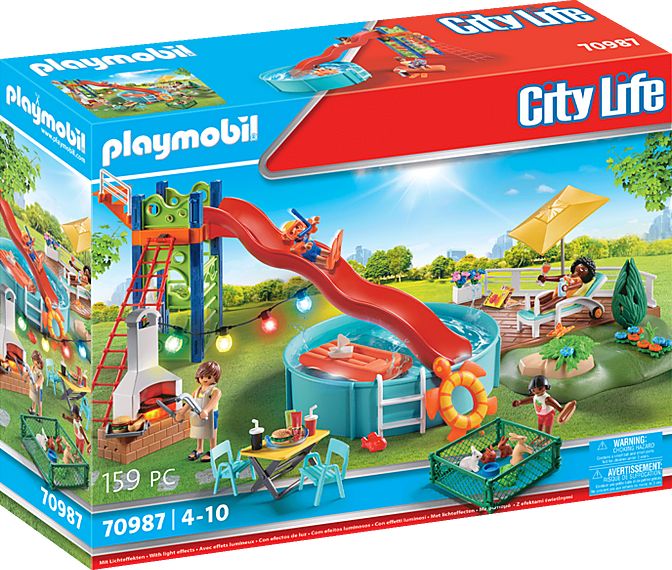 Playmobil pool party with slide - 70987 konstruktors