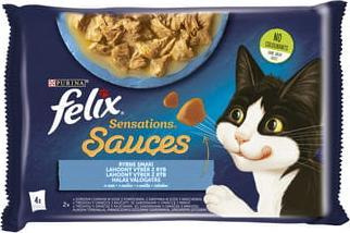 Nestle FELIX sasz.4x85g SENSATIONS SAUCES RYBNE DANIA w sosie /12 12448605 (7613039777961) barība suņiem