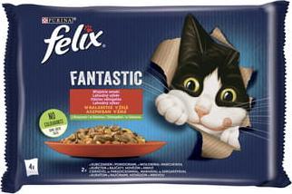 Nestle FELIX sasz.4x85g FANTASTIC WIEJSKIE SMAKI Z WARZYWAMI w galaretce /12 12448307 (7613039757314) barība suņiem