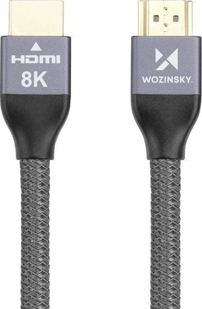 Wozynsky WHDMI-20 Hdmi 2.1 Pīts Vads 2m spraudnis/spraudnis 8K 60hz / 4K 120Hz 3D HDR ARC 48Gbps Izturīgs Sudraba