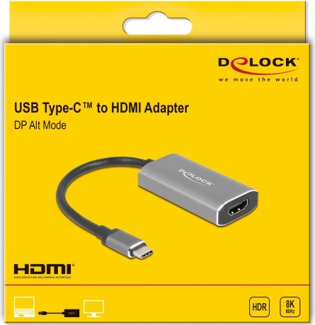 DeLOCK adapter USB-C 3.1 Gen 1 (male)> HDMI 8K + HDR aksesuārs datorkorpusiem