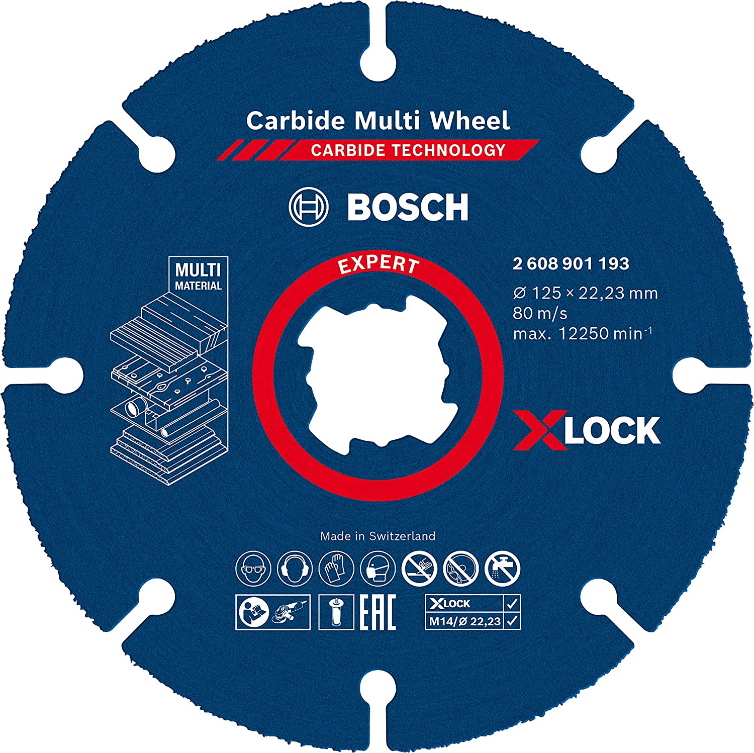 Bosch EXPERT X-LOCK Carbide MultiWheel cutting disc, O 125mm (for angle grinders) 2608901193 (4059952567518)