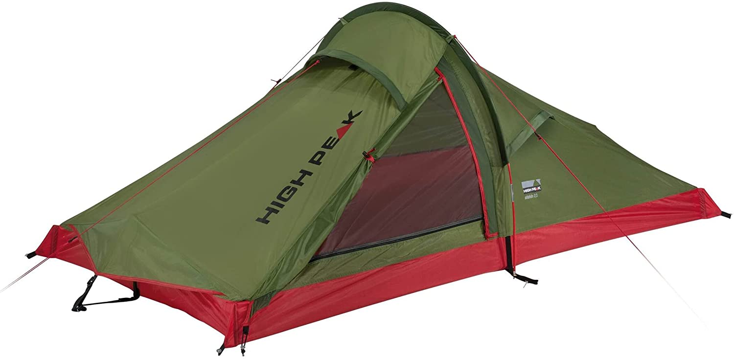 High Peak single arch tent Siskin 2.0 LW (olive green/red, lightweight tent, model 2022)  