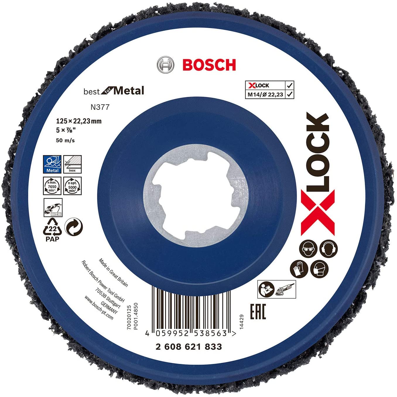 Bosch X-LOCK coarse cleaning disc, N377 metal, 125mm, grinding disc (black) 2608621833 (4059952538563)