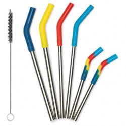 Klean Kanteen Stainless Steel Straws Multi Color (stainless steel/multicolored, 6 pieces) 1009506 (0763332070942)
