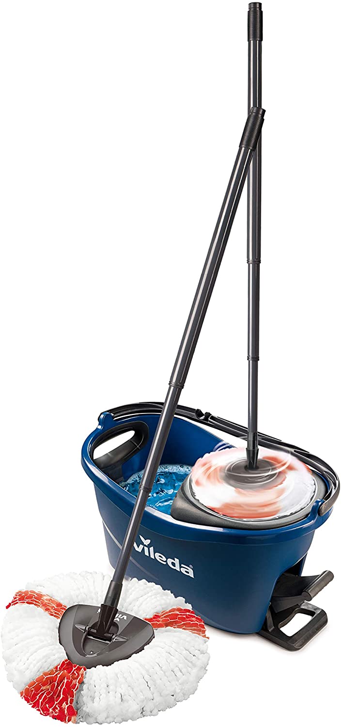Vileda mop set Turbo Easy Wring & Clean Box, floor wiper (blue/black, incl. Power centrifuge and foot pedal) Putekļu sūcējs