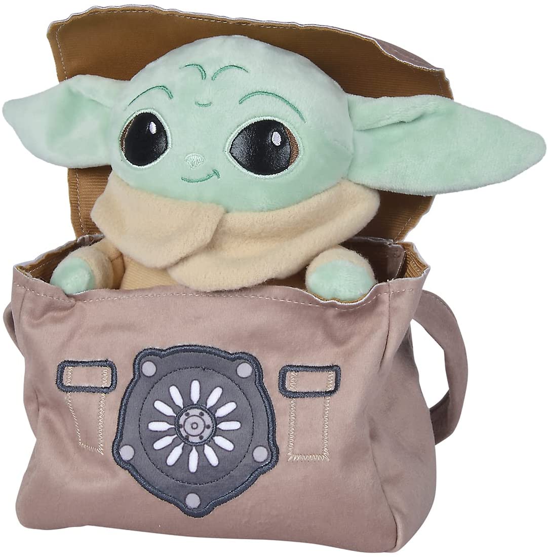 Simba Disney The Mandalorian Grogu with bag, cuddly toy (green/brown, 25 cm)