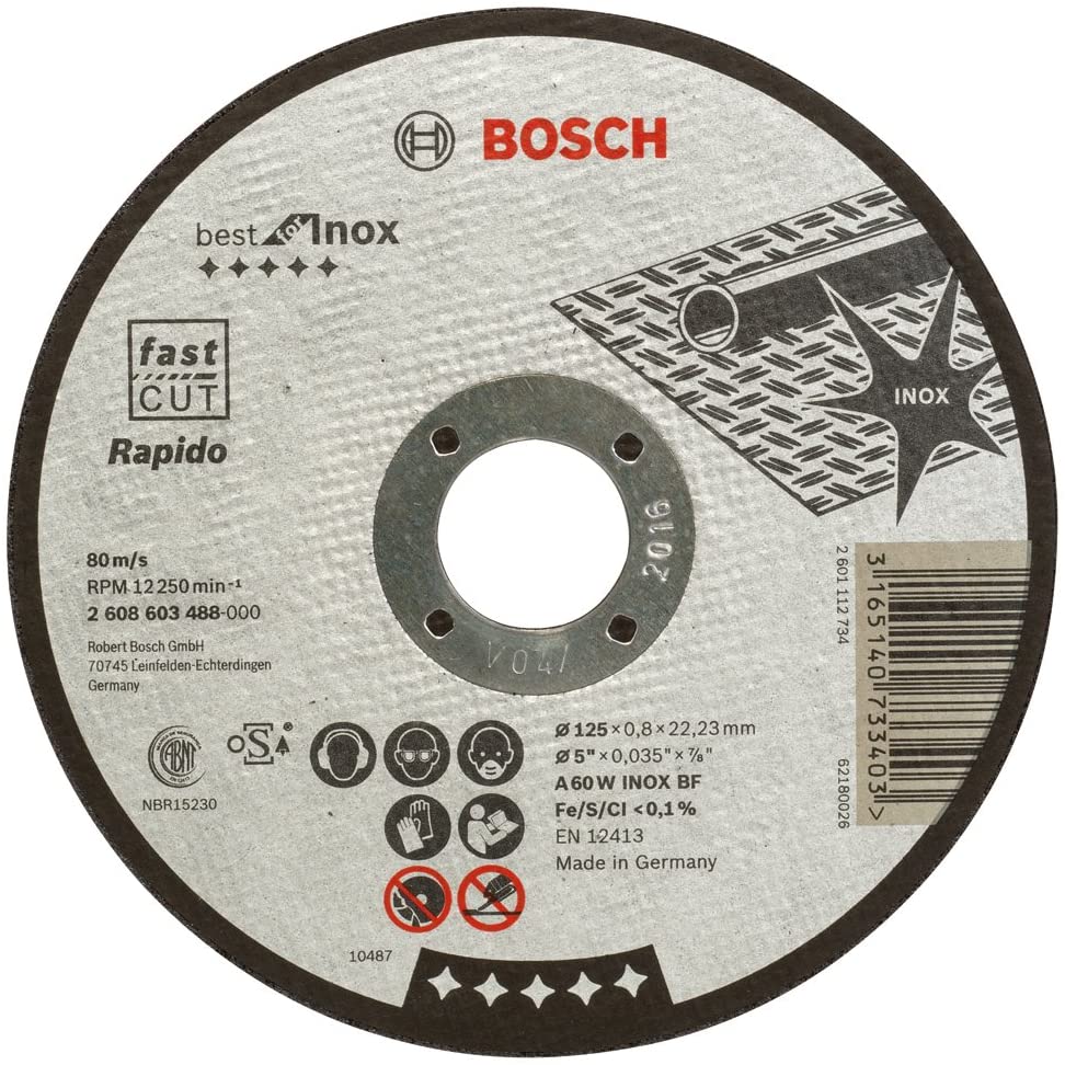Bosch cutting disc Best for Inox, Rapido, O 125mm (straight, A 60 W INOX BF) 2608603488 (3165140733403)